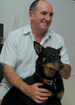 Bronte with his dog Bingo